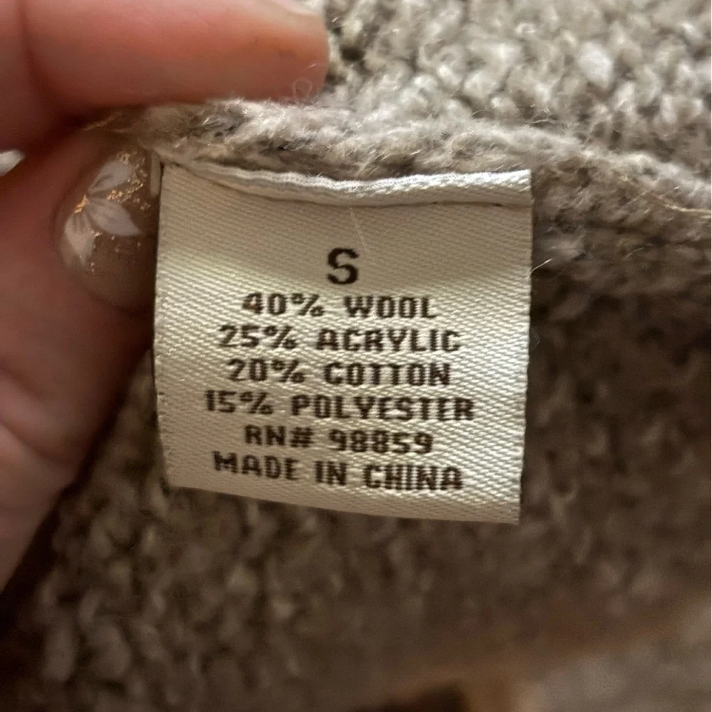 Dark Academia Button Down Wool Blend Sweater Jacket with Brown Corduroy Accents - Picture 4 of 9